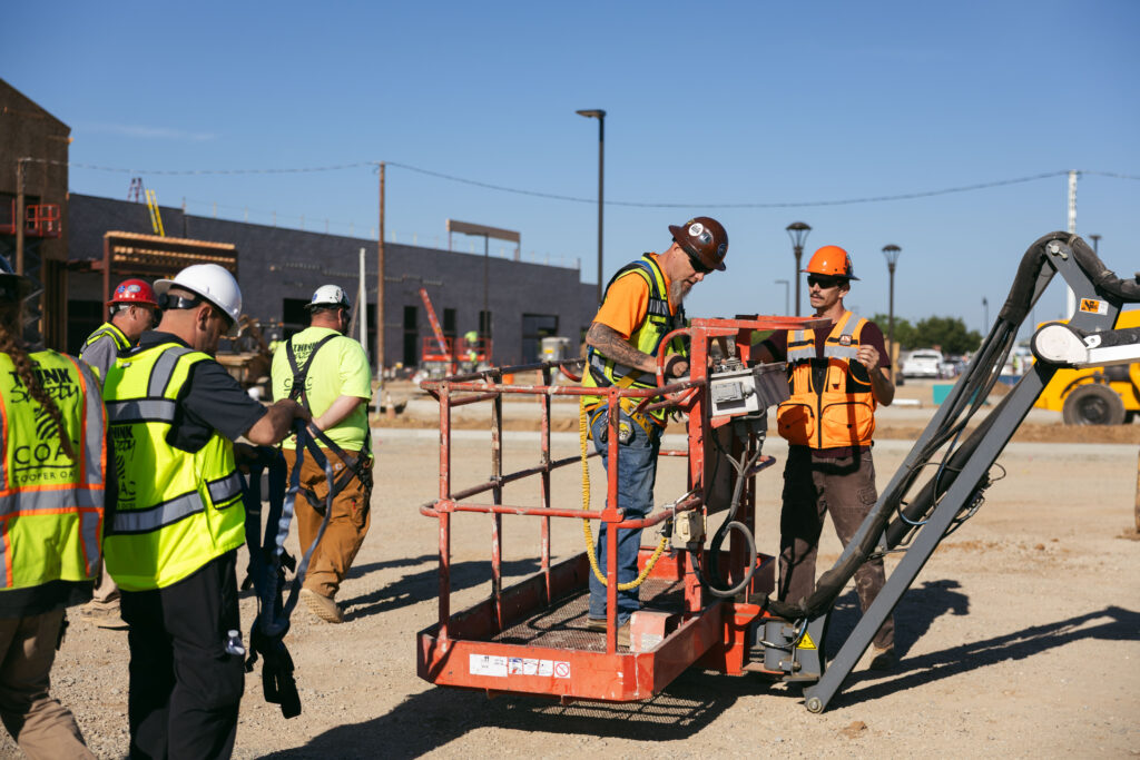 Construction workers getting boom lift certified